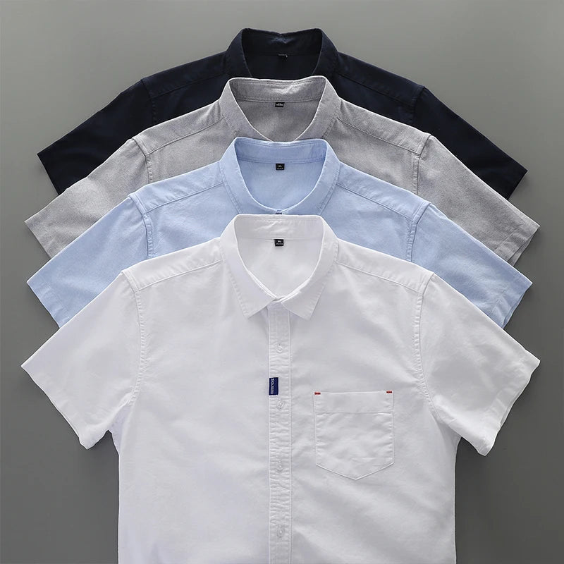 Men’s Shirt Short Sleeve Cotton Casual Solid Color
