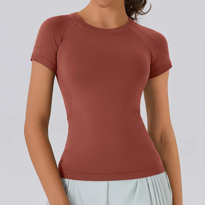 Women’s Gym Top Short Sleeve Breathable Stretchy Athletic