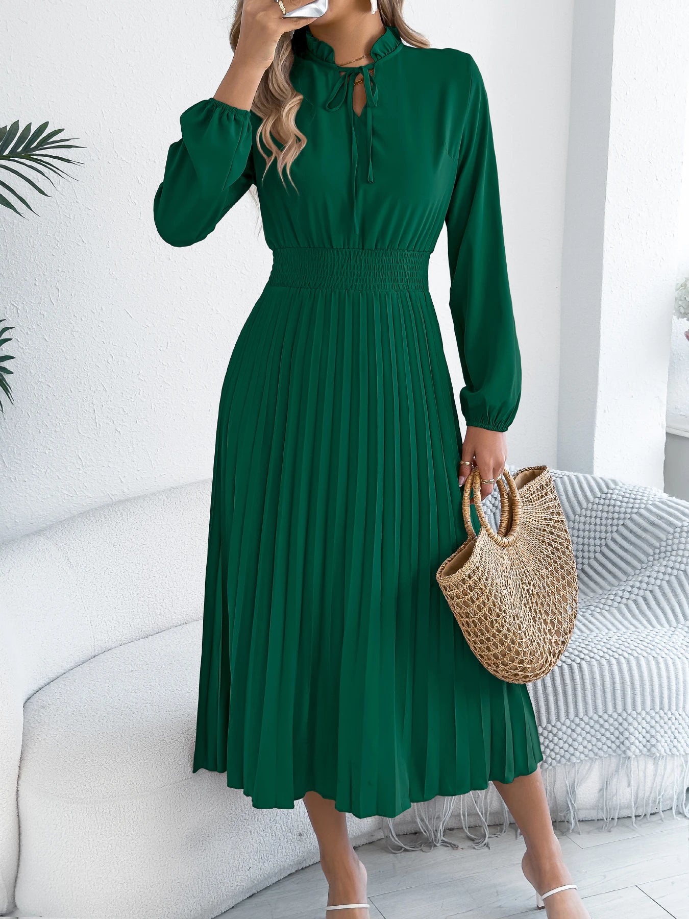 Women’s Dress Maxi V-Neck Casual Solid Color