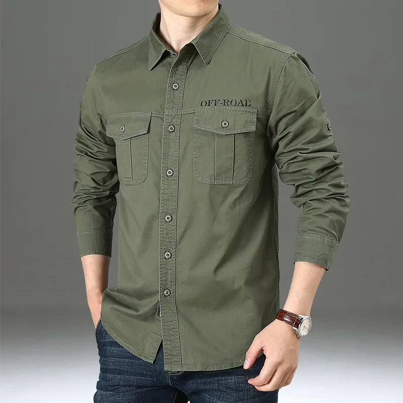 Men’s Shirt Long Sleeve Cotton Casual Solid Color