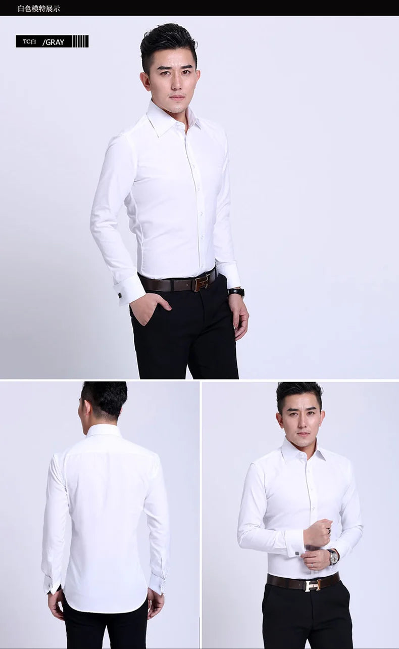 Men’s Shirt Long Sleeve Formal Slim Fit Solid Color