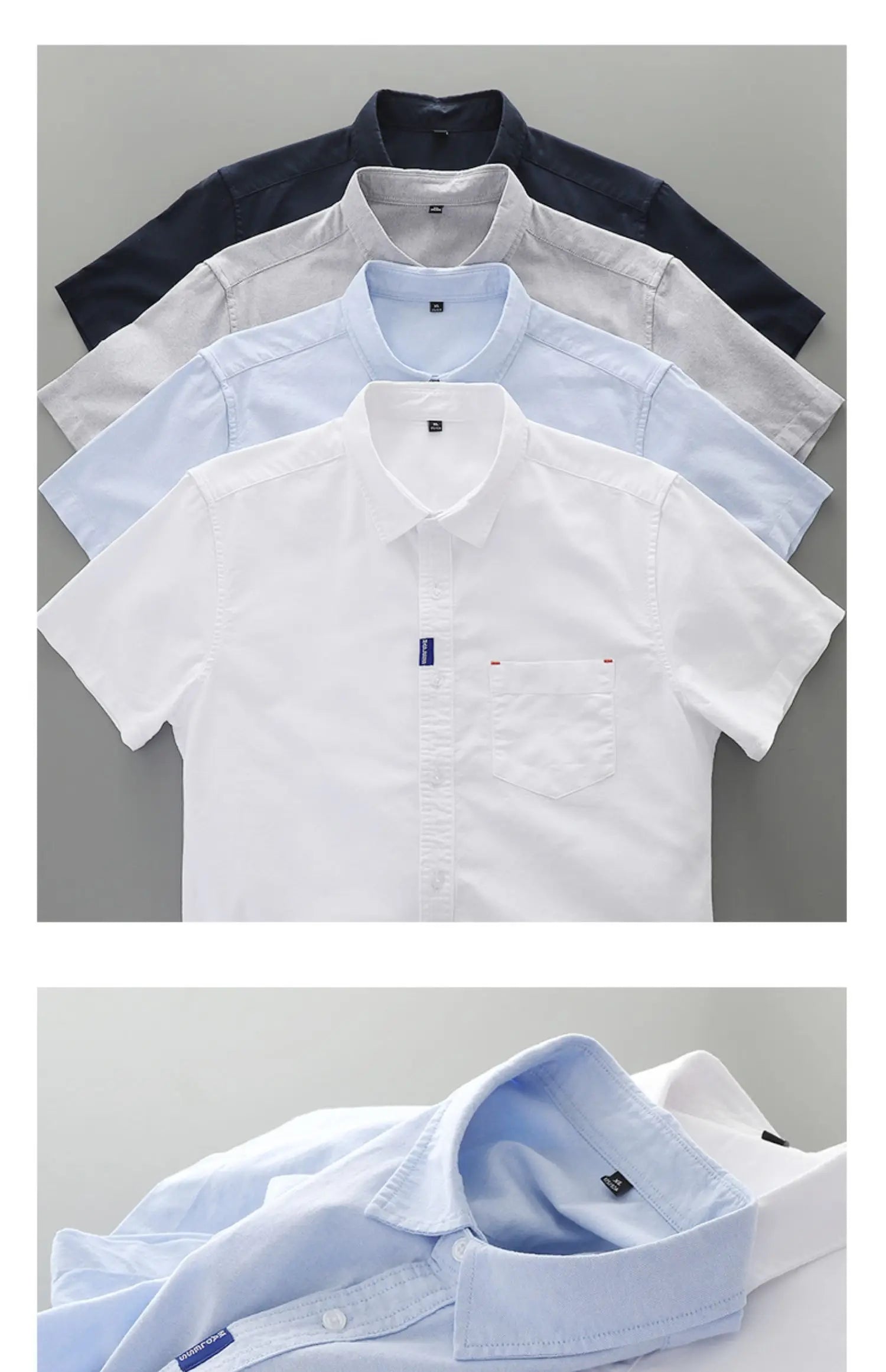 Men’s Shirt Short Sleeve Cotton Casual Solid Color