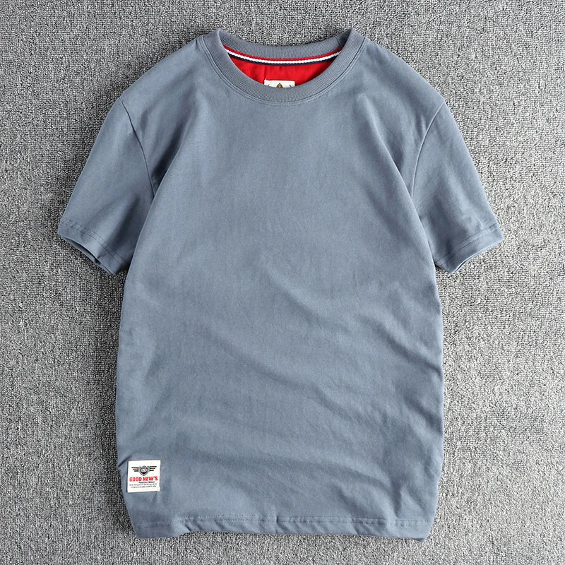 Men’s T-Shirt Short Sleeve Cotton Casual Solid Color
