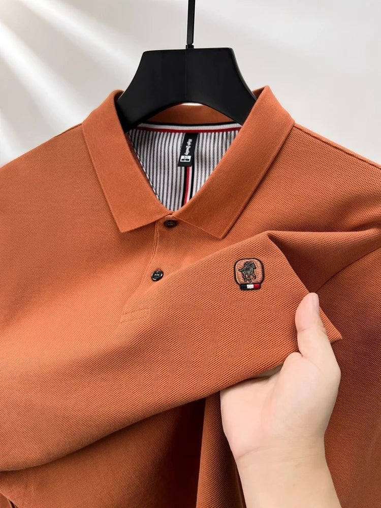 Men’s Polo Shirt Cotton Long Sleeve Business Casual Casual