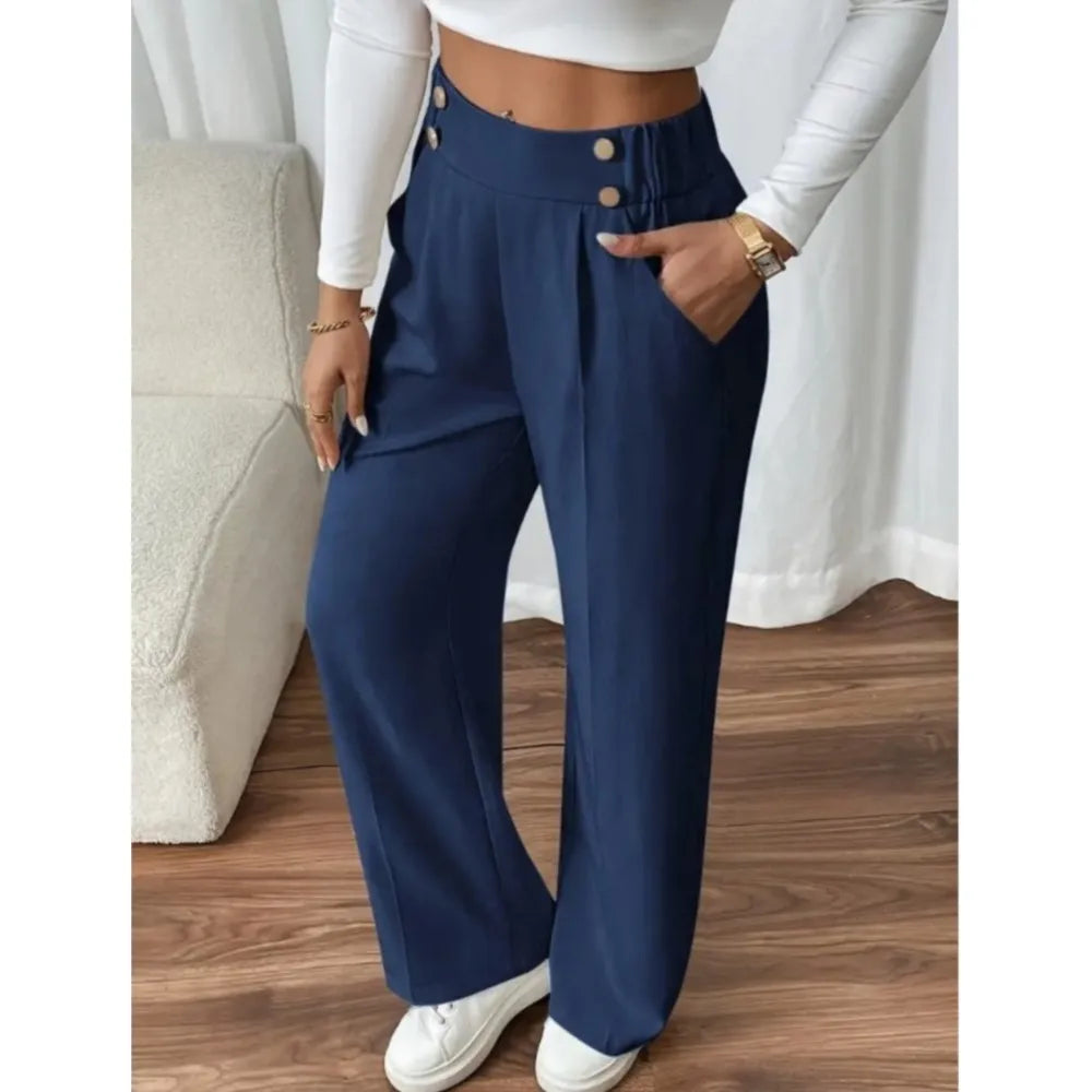 Women’s Trousers High Waist Straight Leg Relaxed Fit Casual