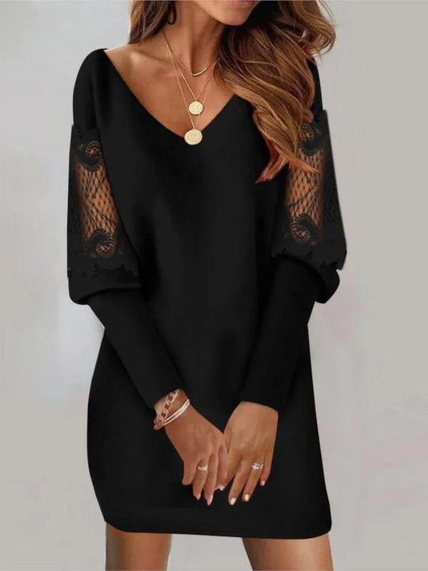 Women’s Dress V-Neck Casual Mini Solid Color