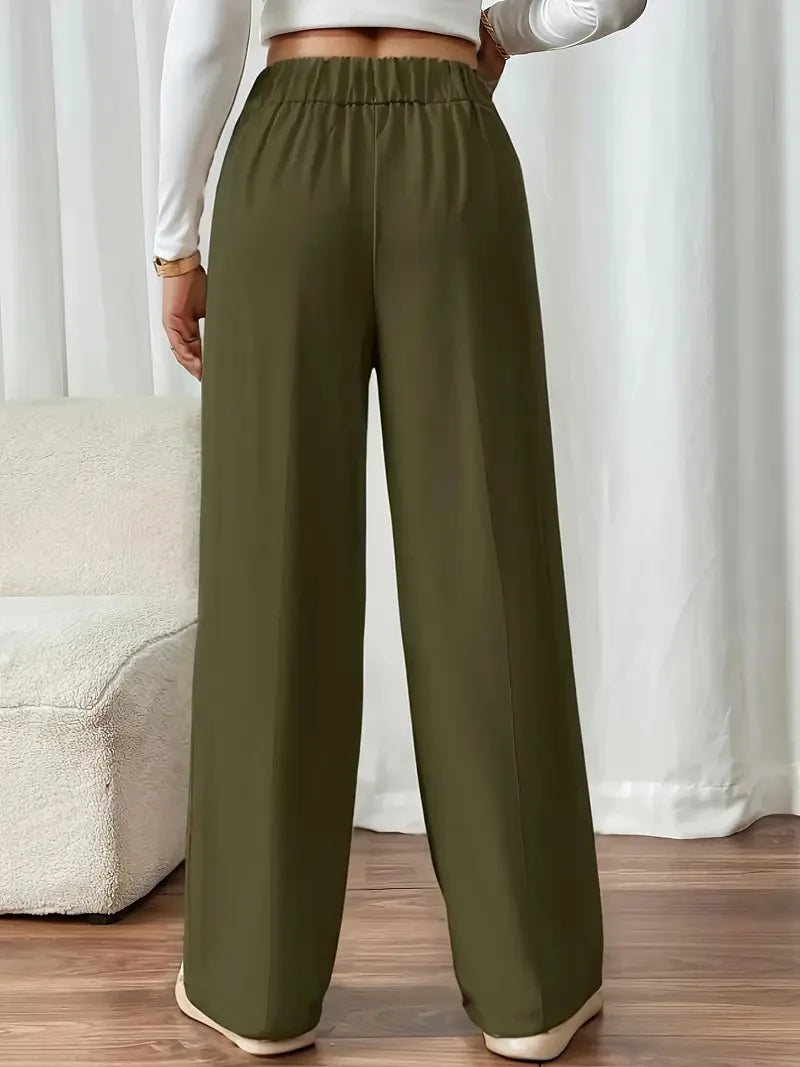 Women’s Trousers High Waist Straight Leg Relaxed Fit Casual