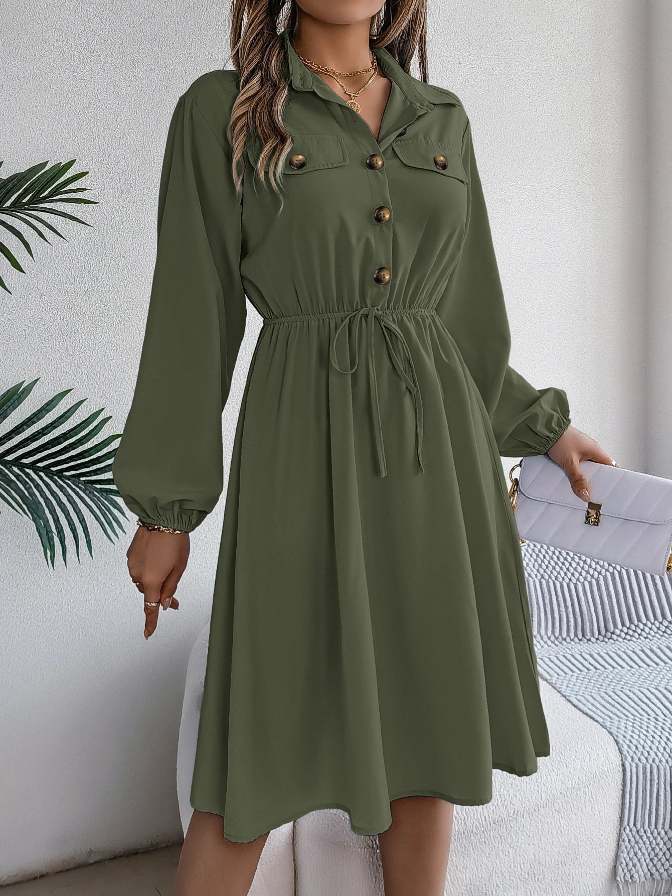 Women’s Dress Long Sleeve Casual Solid Color