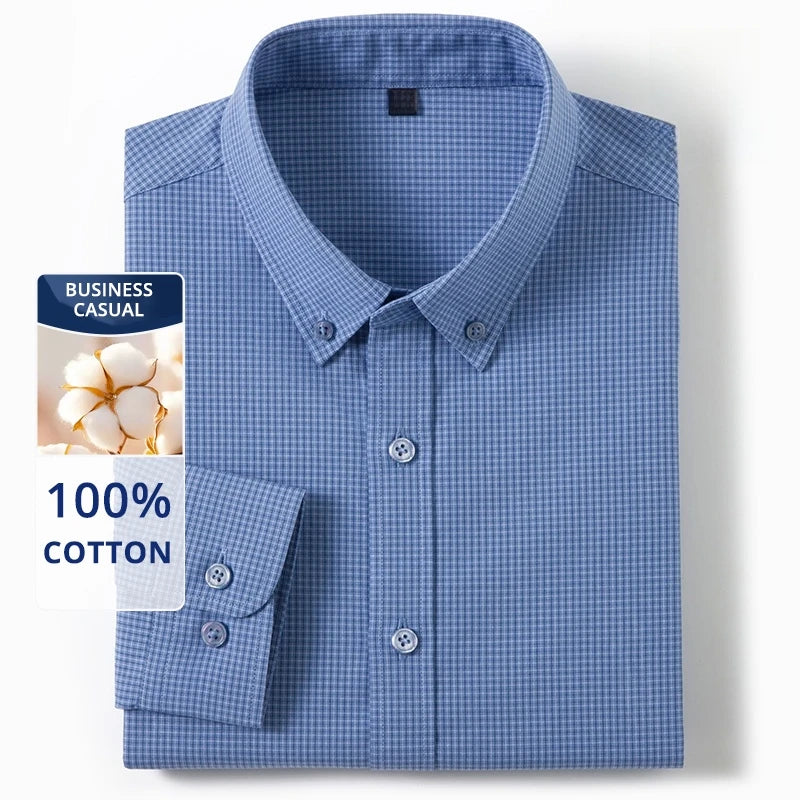 Men’s Shirt Long Sleeve Cotton Casual Slim Fit