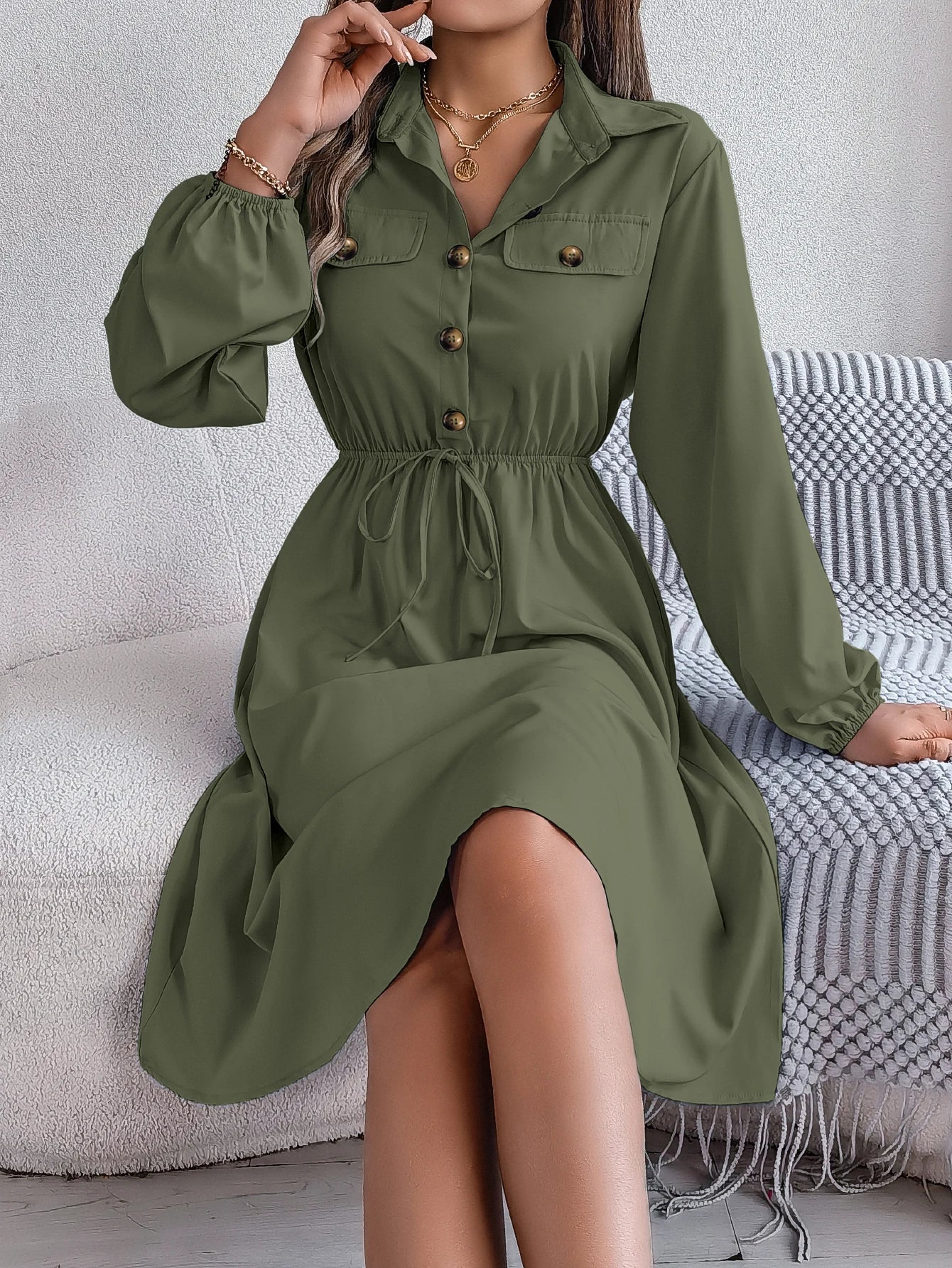Women’s Dress Long Sleeve Casual Solid Color