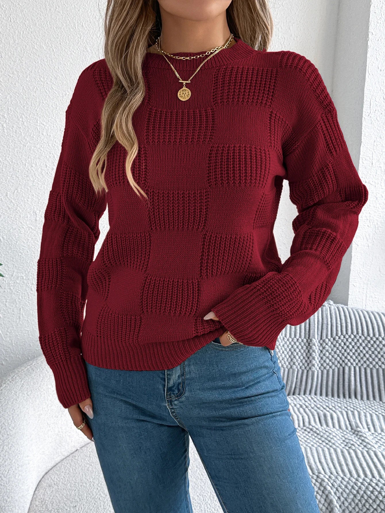 Women’s Top Long Sleeve Solid Color Stretchy Casual