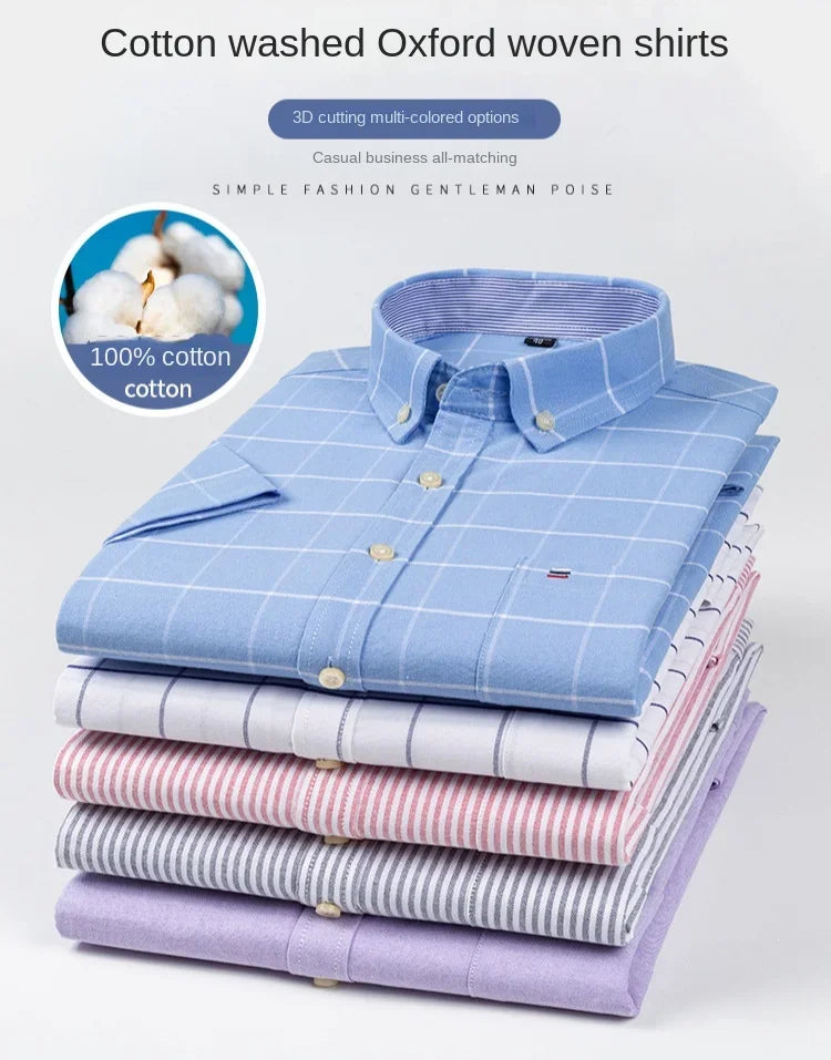 Men’s Shirt Short Sleeve Cotton Casual Formal