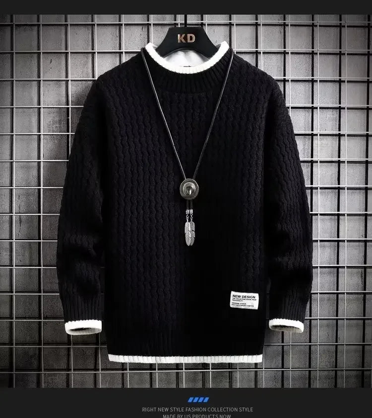 Men’s Sweatshirt Crewneck Pullover Warm Casual Solid Color Autumn