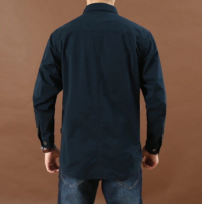 Men’s Shirt Long Sleeve Cotton Casual Solid Color