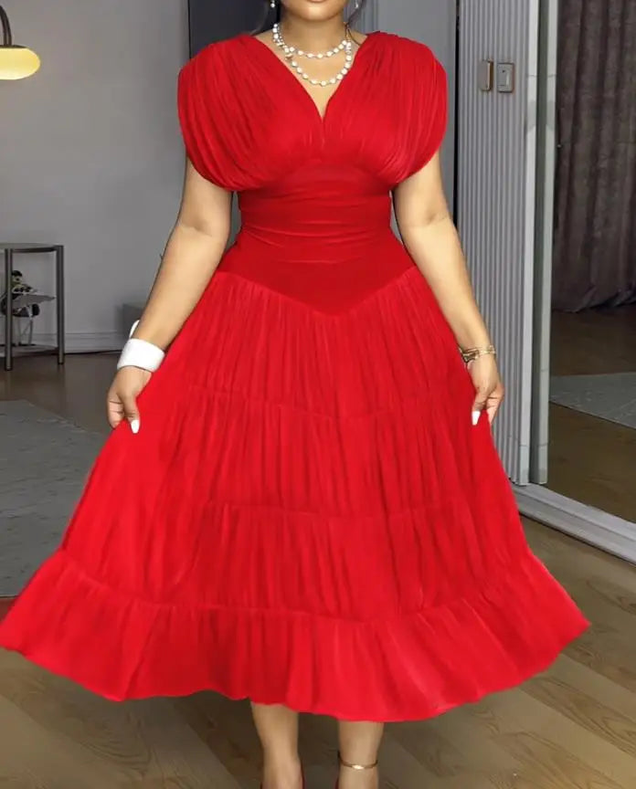 Women’s Dress Midi Sleeveless V-Neck Casual