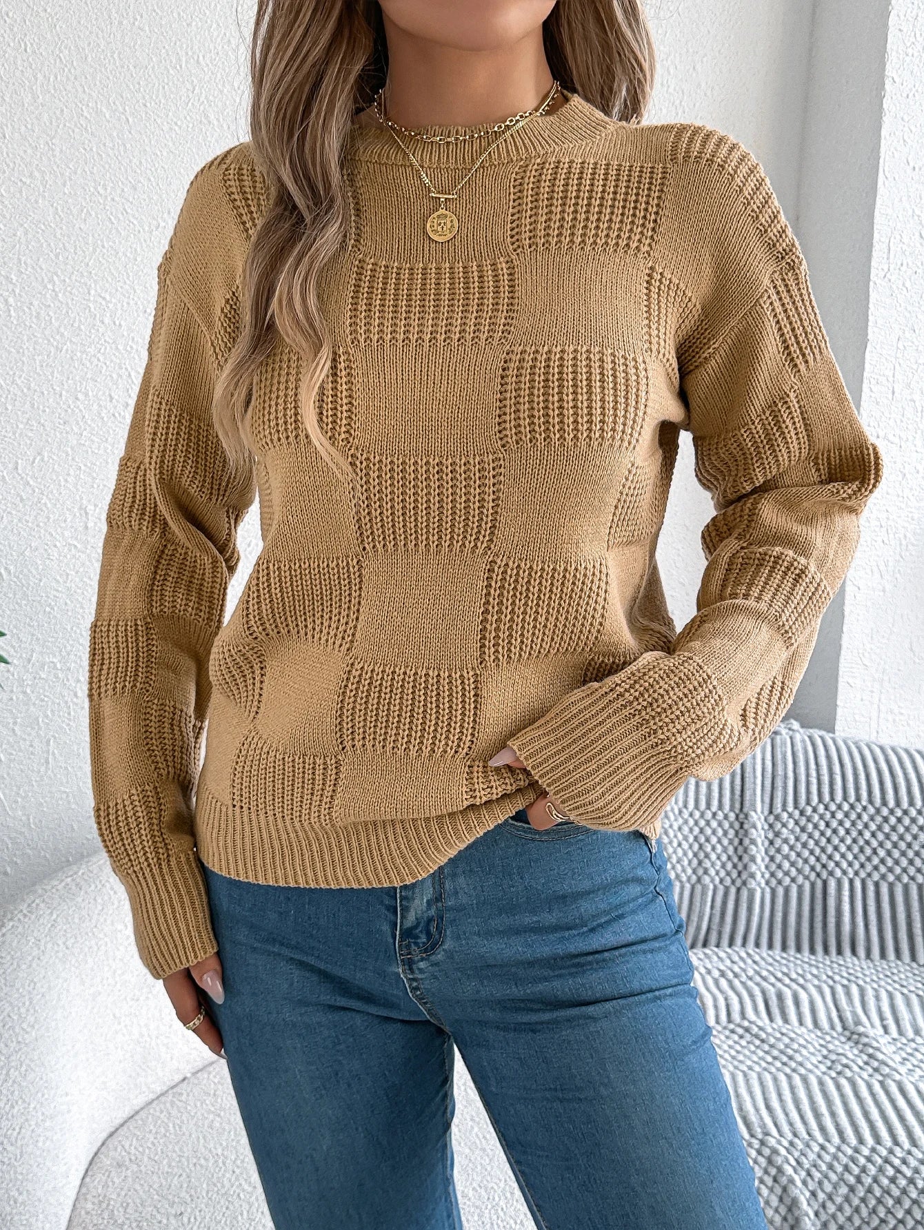 Women’s Top Long Sleeve Solid Color Stretchy Casual