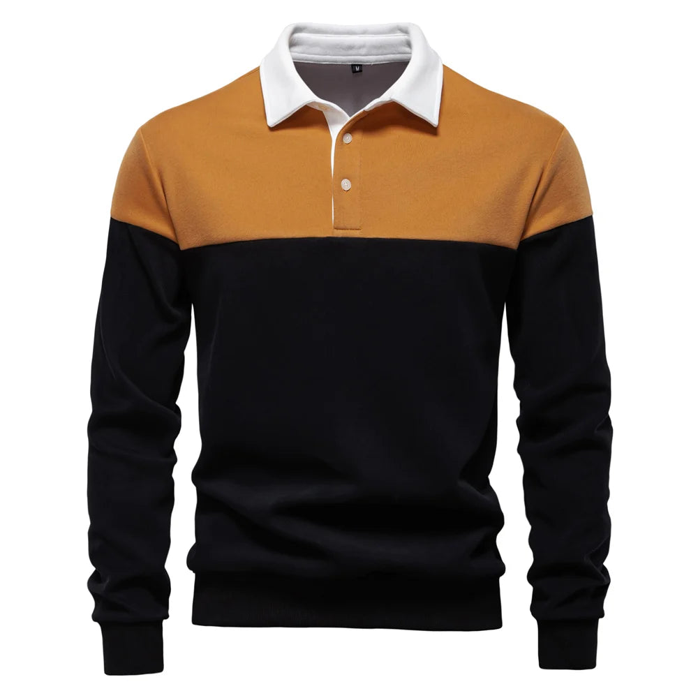 Men’s Polo Shirt Cotton Long Sleeve Business Casual Casual