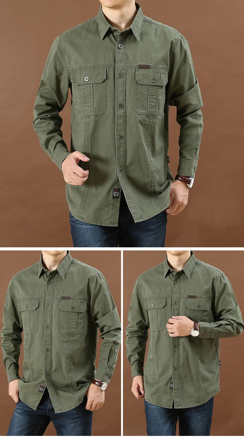 Men’s Shirt Long Sleeve Cotton Casual Solid Color