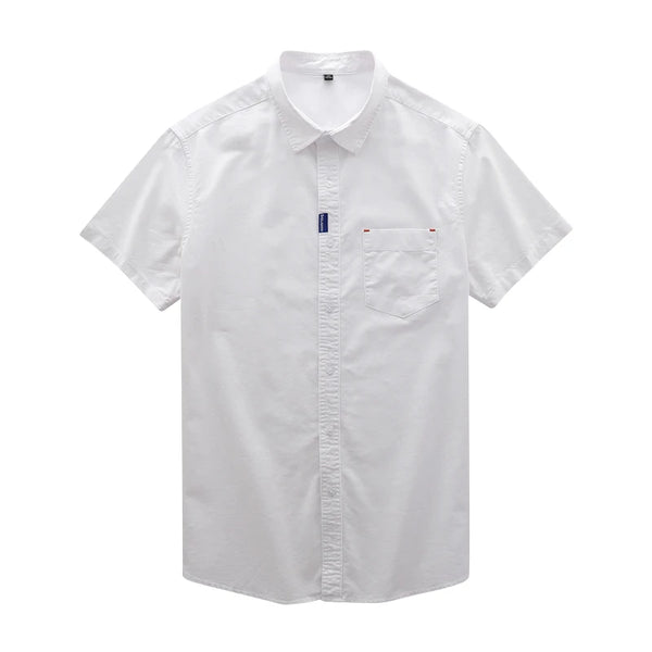 Men’s Shirt Short Sleeve Cotton Casual Solid Color