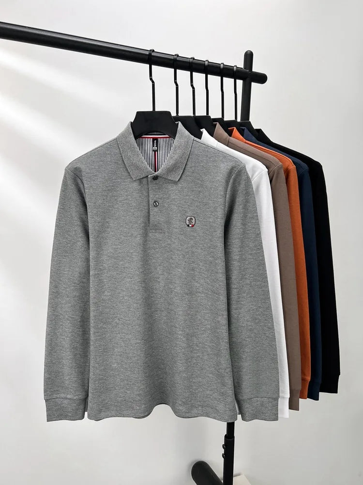 Men’s Polo Shirt Cotton Long Sleeve Business Casual Casual