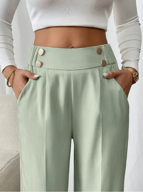 Women’s Trousers High Waist Straight Leg Relaxed Fit Casual