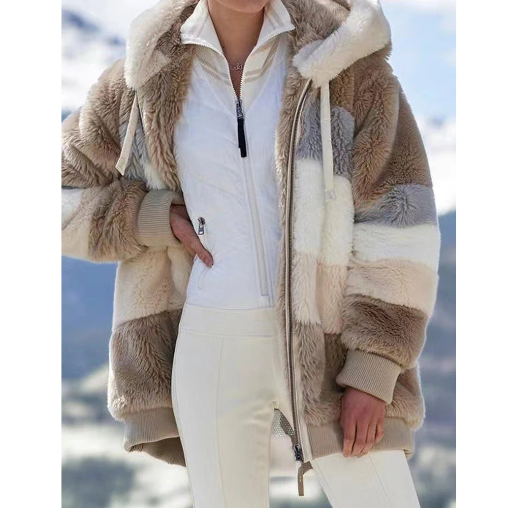 Women’s Jacket Hooded Zip-Up Warm Streetwear