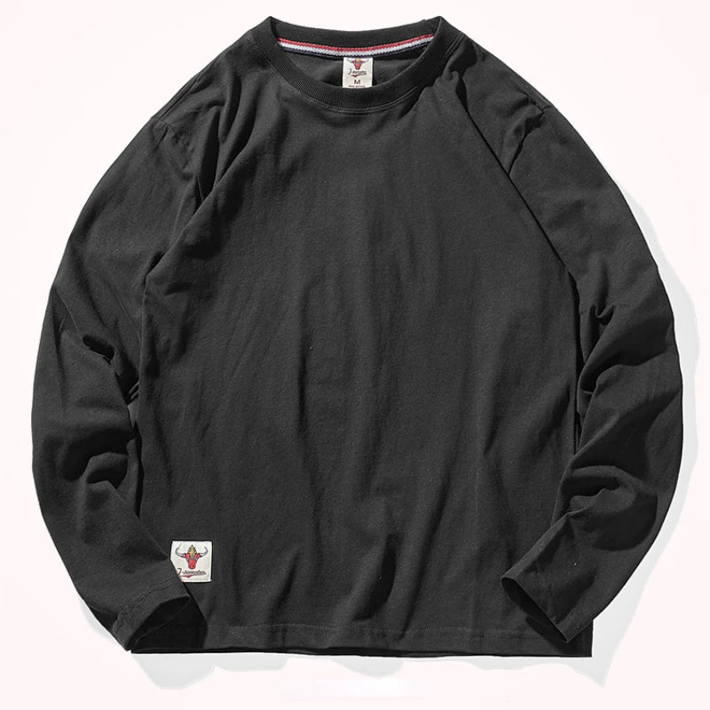 Men’s T-Shirt Long Sleeve Cotton Solid Color