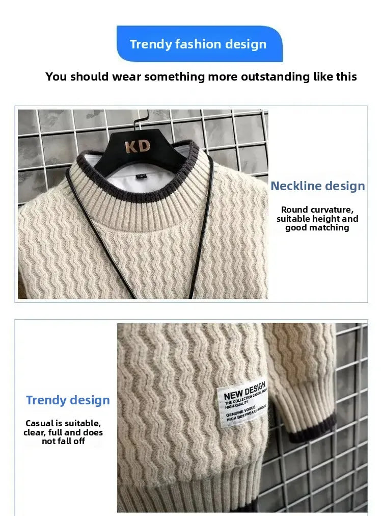 Men’s Sweatshirt Crewneck Pullover Warm Casual Solid Color Autumn