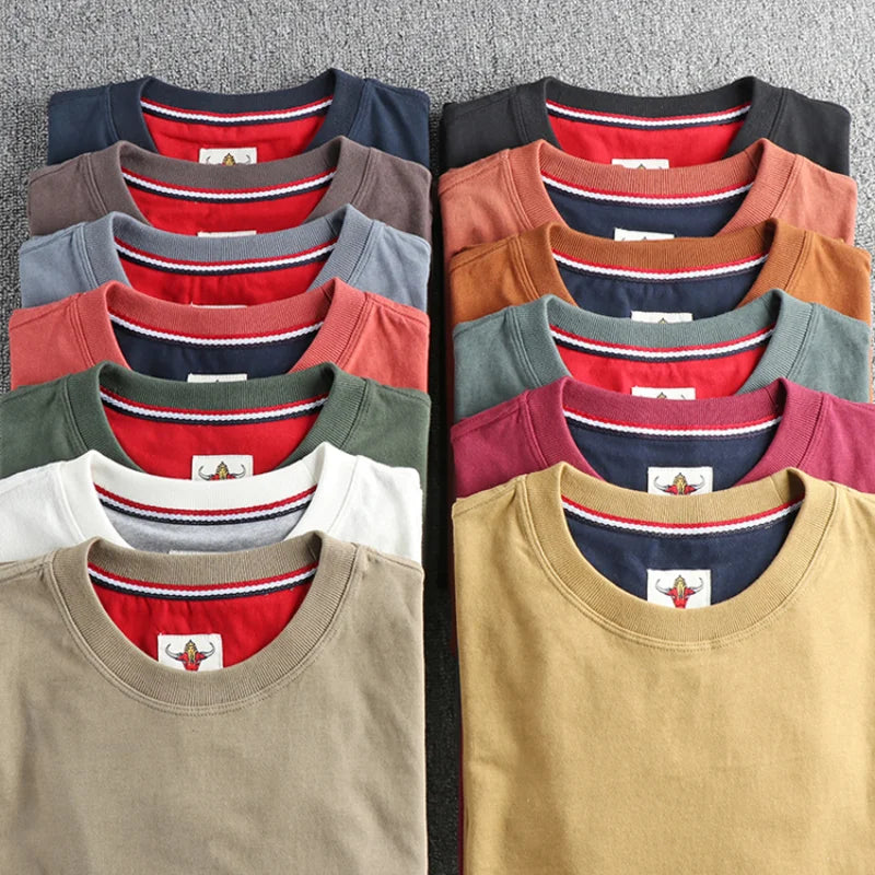 Men’s T-Shirt Short Sleeve Cotton Casual Solid Color