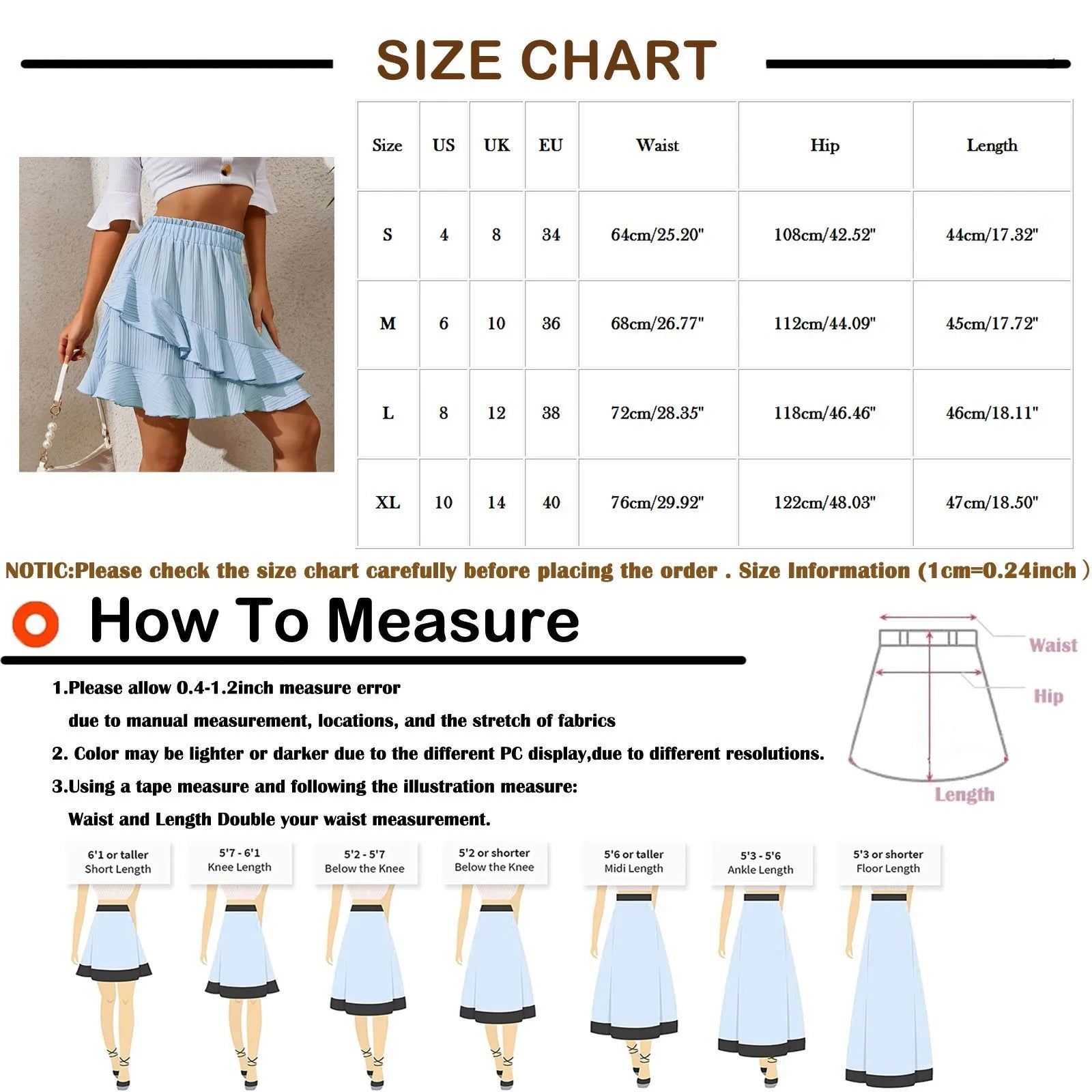 Women’s Skirt High Waist Solid Color Casual