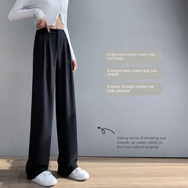Women’s Trousers High Waist Wide Leg Straight Leg Casual