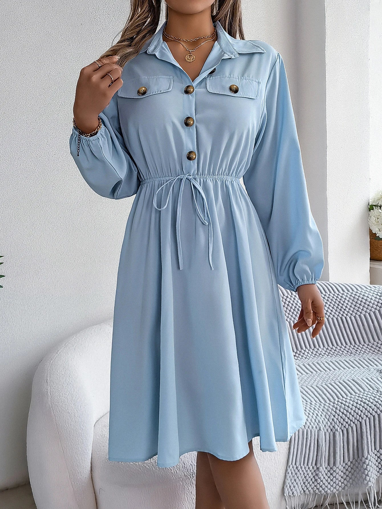 Women’s Dress Long Sleeve Casual Solid Color