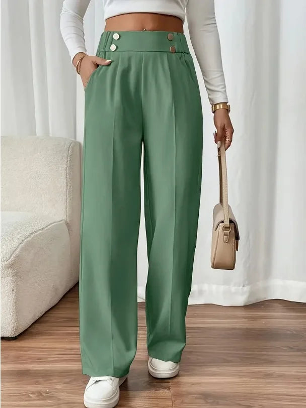 Women’s Trousers High Waist Straight Leg Relaxed Fit Casual