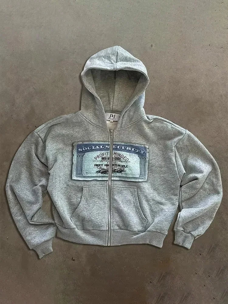 Men’s Hoodie Zip-Up Warm Casual Graphic