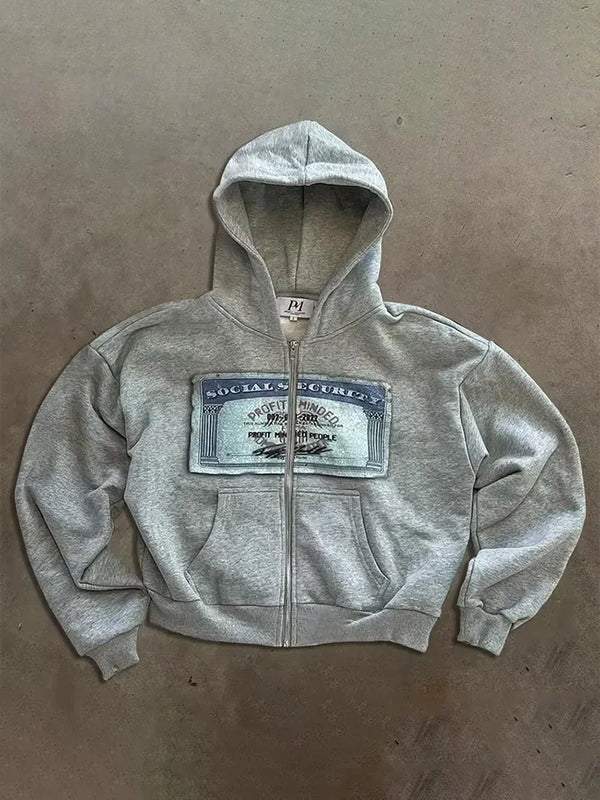 Men’s Hoodie Zip-Up Warm Casual Graphic