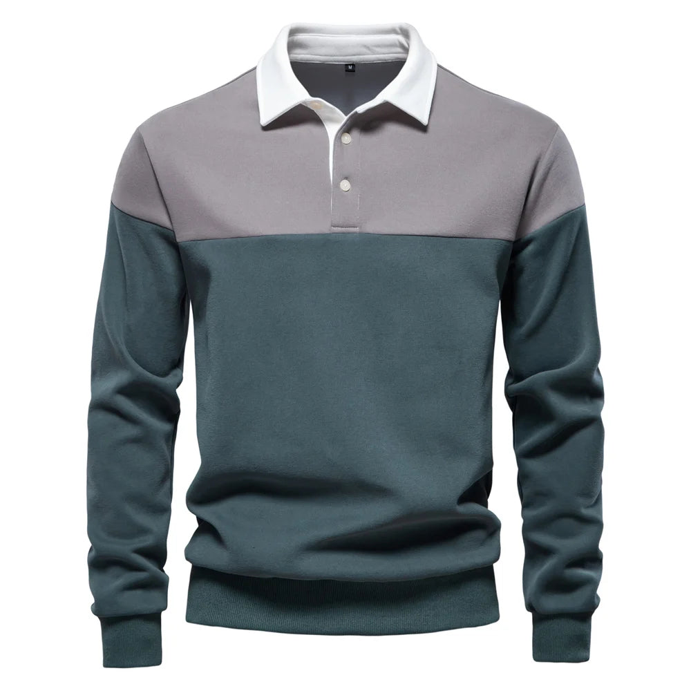 Men’s Polo Shirt Cotton Long Sleeve Business Casual Casual