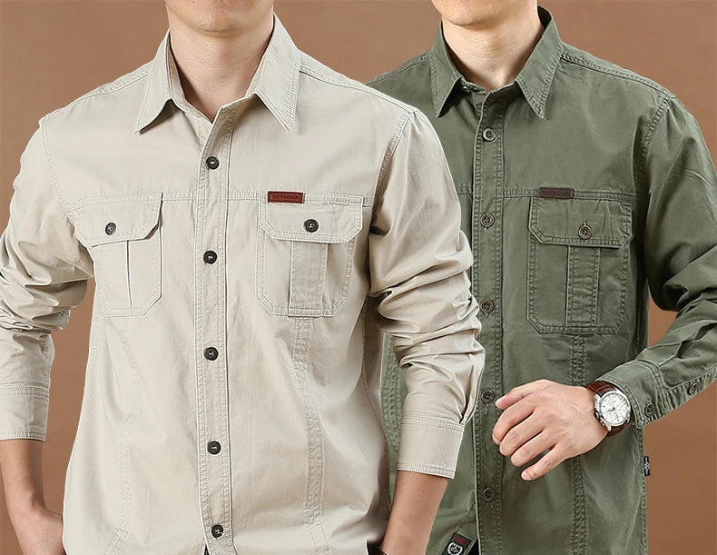 Men’s Shirt Long Sleeve Cotton Casual Solid Color