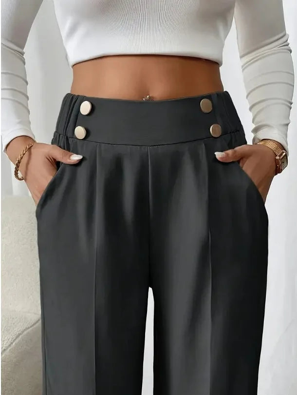 Women’s Trousers High Waist Straight Leg Relaxed Fit Casual