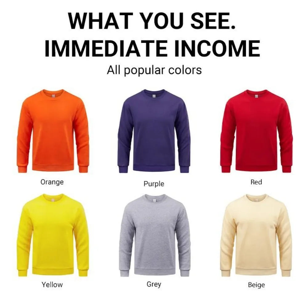 Men’s Sweatshirt Crewneck Oversized Fleece Warm Streetwear Casual