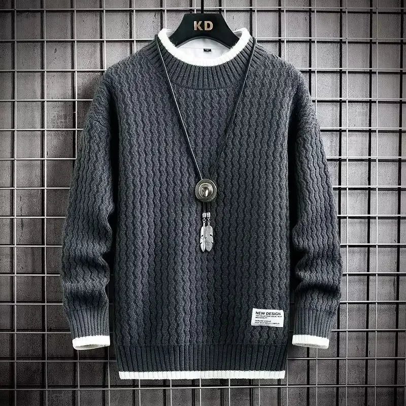 Men’s Sweatshirt Crewneck Pullover Warm Casual Solid Color Autumn