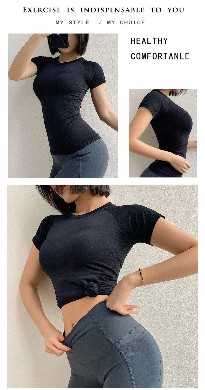 Women’s Gym Top Short Sleeve Breathable Stretchy Athletic