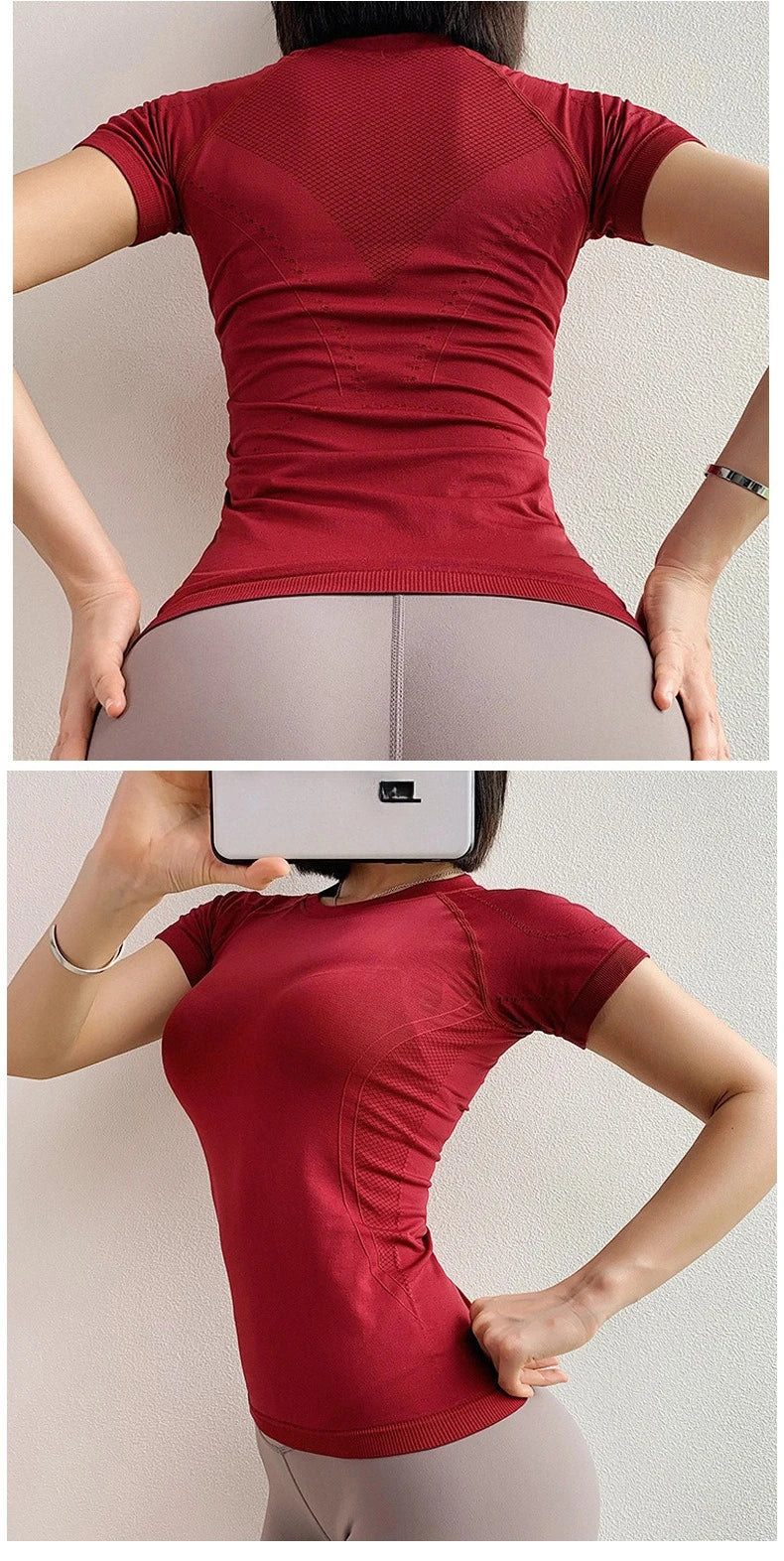 Women’s Gym Top Short Sleeve Breathable Stretchy Athletic