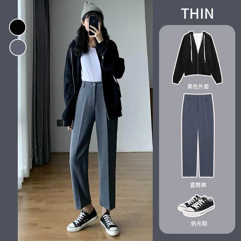 Women’s Trousers High Waist Wide Leg Straight Leg Casual