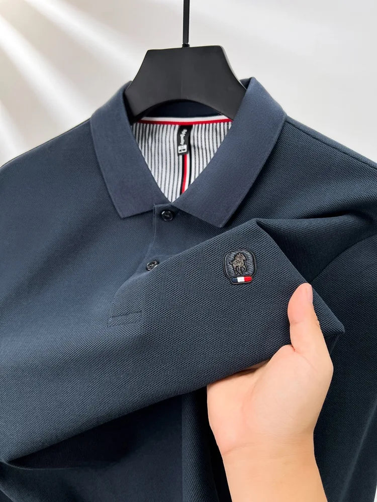 Men’s Polo Shirt Cotton Long Sleeve Business Casual Casual