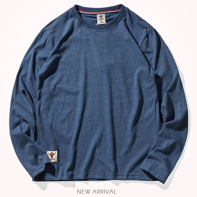 Men’s T-Shirt Long Sleeve Cotton Solid Color