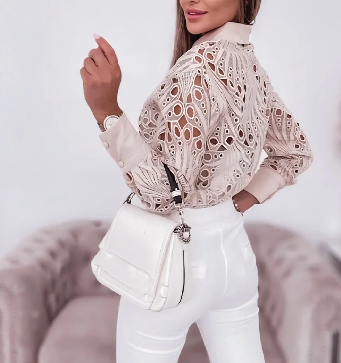 Women’s Top Blouse Long Sleeve Casual Solid Color