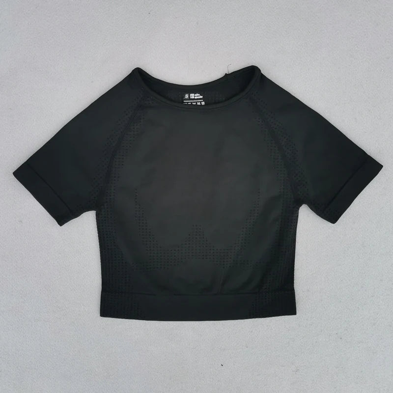 Women’s Gym Top Crop Top Short Sleeve Seamless Athletic