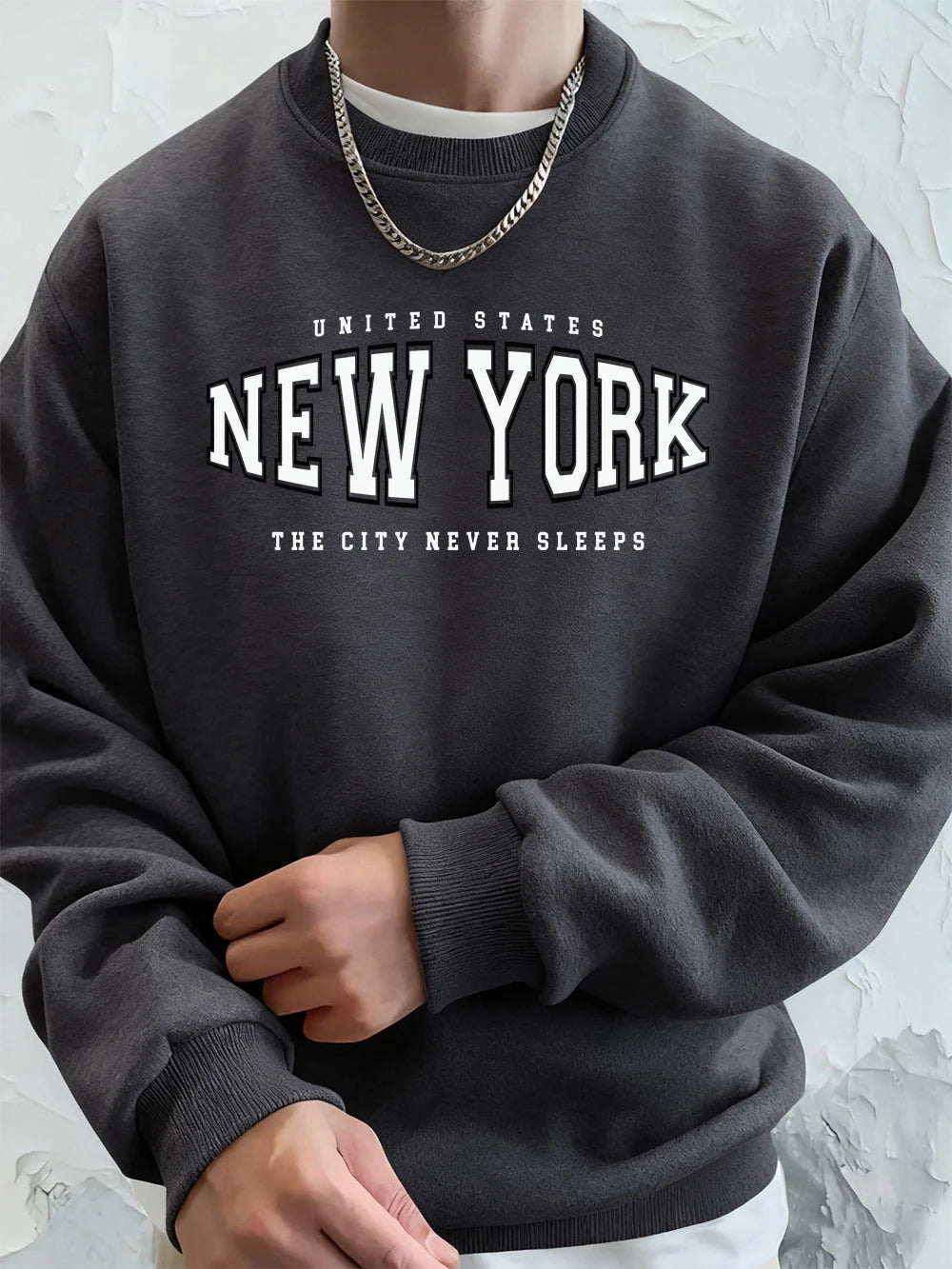 Men’s Sweatshirt Crewneck Fleece Warm Streetwear Graphic Autumn