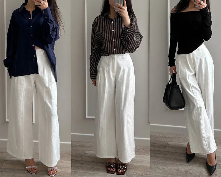 Women’s Trousers High Waist Wide Leg Straight Leg Relaxed Fit