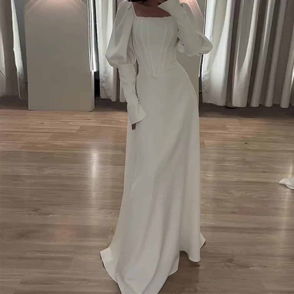 Women’s Dress Long Sleeve Formal A-Line Solid Color